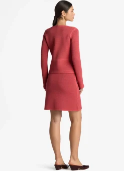 New St. John Bi-Tonal Stretch Knit Jacket Rose/Dark Claret Multi