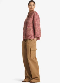 Outlet St. John Bonded Slub Wool Tweed Jacket Mulberry/Deep Magenta Multi