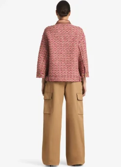 Outlet St. John Bonded Slub Wool Tweed Jacket Mulberry/Deep Magenta Multi