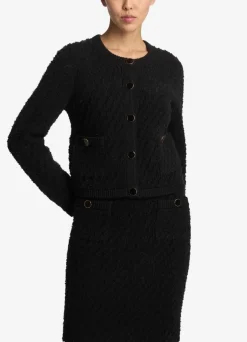 Outlet St. John Boucle Pocket Cardigan Black