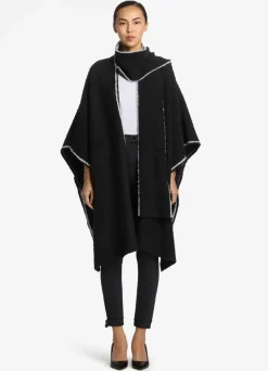 Outlet St. John Boucle Twill Wrap Black/Ecru