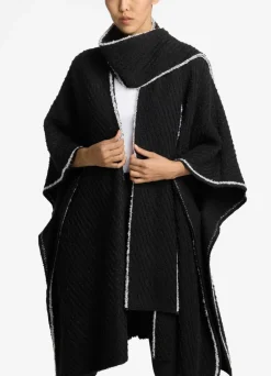 Outlet St. John Boucle Twill Wrap Black/Ecru