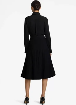 Outlet St. John Bouclette Pleat Knit Skirt Black