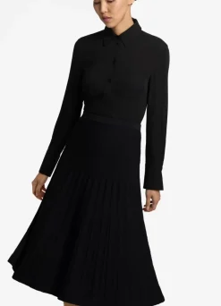 Outlet St. John Bouclette Pleat Knit Skirt Black