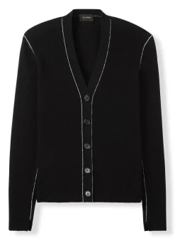 St. John Boyfriend Cardigan Black/Ecru