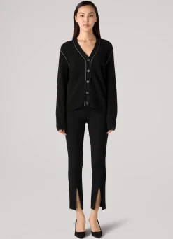 St. John Boyfriend Cardigan Black/Ecru