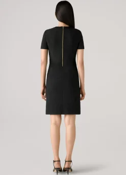 Hot St. John Compact Boucle Knit Short Sleeve Dress Black