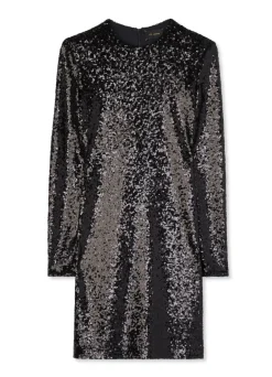 St. John Crushed Sequin Jersey Dress Black