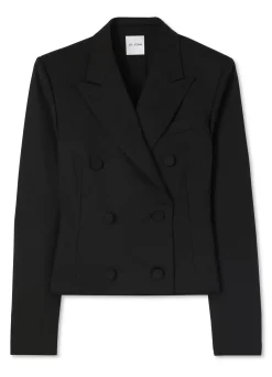 Hot St. John Double-Breasted Stretch Wool Jacket Black