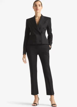 Hot St. John Double-Breasted Stretch Wool Jacket Black