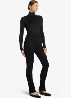 St. John Embellished Nuda Turtleneck Top Black