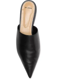 Best St. John Flat Leather Mule Black