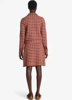 Discount St. John Geo Jacquard Jacket Cranberry/Brick Multi