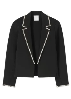 Best St. John Half Milano Knit Jewel Trim Jacket Black