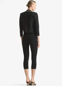 Best St. John Half Milano Knit Jewel Trim Jacket Black