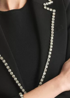 Best St. John Half Milano Knit Jewel Trim Jacket Black