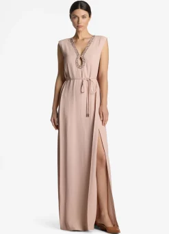 Best St. John Hammered Satin Gown Light Blossom