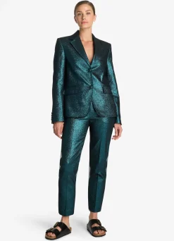 Discount St. John Italian Lightweight Stretch Lurex Jacket Dark Teal/Black Multi