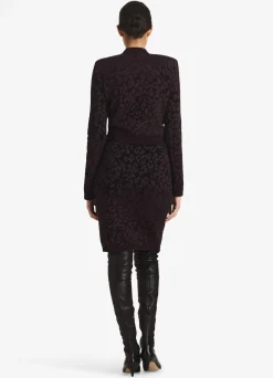 Outlet St. John Leopard Knit Jacket Aubergine