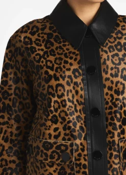 Clearance St. John Leopard Print Calf Hair Jacket Black/Vicuna Multi