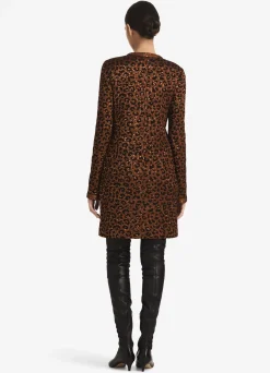 Sale St. John Leopard Sequin Knit Long Jacket Caramel/Copper Multi