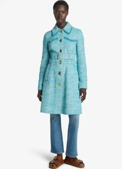 Best St. John Light Textured Eyelash Tweed Jacket Dark Teal/Sage Muti