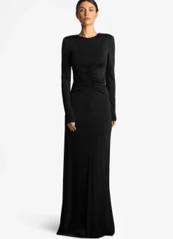 Sale St. John Liquid Jersey Long Sleeve Gown Black