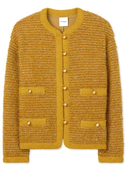 Best St. John Lurex and Eyelash Textured Signature Knit Jacket Marigold Multi