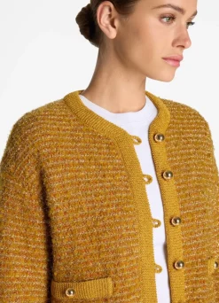 Best St. John Lurex and Eyelash Textured Signature Knit Jacket Marigold Multi