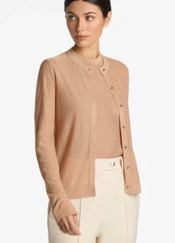 St. John Lurex Jersey Knit Cardigan Light Blossom