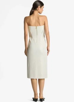 Outlet St. John Mesh Sequin Strapless Dress Ivory