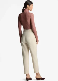 Outlet St. John Metallic Knit Turtleneck Top Macaroon