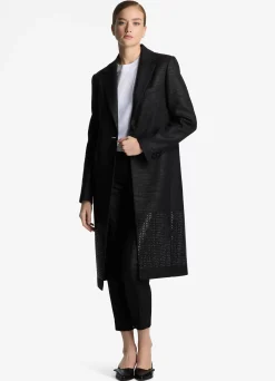 St. John Metallic Twill Long Jacket Silver/Sunflower Multi