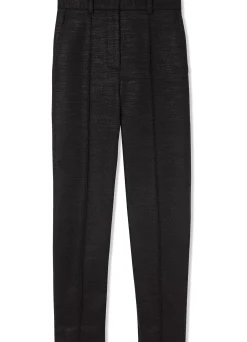 New St. John Metallic Twill Pant Silver/Sunflower Multi