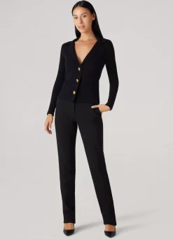Clearance St. John Michelle Stretch Crepe Suiting Pant With Pockets Black