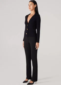 Clearance St. John Michelle Stretch Crepe Suiting Pant With Pockets Black