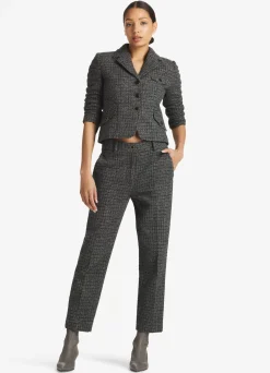 Outlet St. John Micro Pattern Tweed 3/4 Sleeve Jacket Light Gray Multi