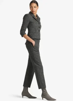 Outlet St. John Micro Pattern Tweed 3/4 Sleeve Jacket Light Gray Multi