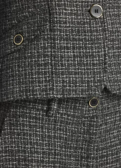 Outlet St. John Micro Pattern Tweed 3/4 Sleeve Jacket Light Gray Multi