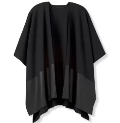 Outlet St. John Milano Knit and Leather Wrap Black