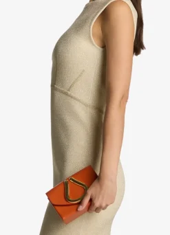 Hot St. John Mini Loop Leather Clutch Mandarino