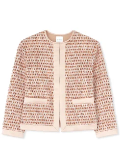 Discount St. John Mixed Media Jacket Blossom/Dark Claret Multi