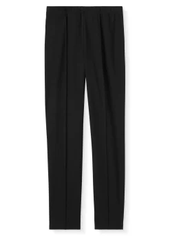 St. John Ponte Cropped Pull-On Pant With Pintuck Caviar