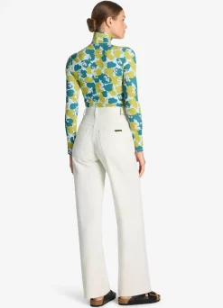 Online St. John 60s Floral Print Nuda Turtleneck Mint Multi