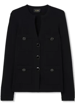 New St. John Santiago Knit Button Jacket Black