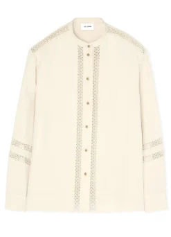 Best St. John Satin Back Crepe Blouse Ecru