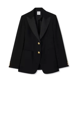 New St. John Satin Back Crepe Jacket Black