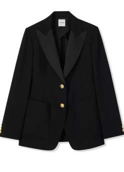 New St. John Satin Back Crepe Jacket Black