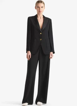 New St. John Satin Back Crepe Jacket Black