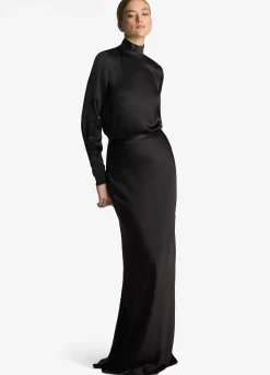 St. John Satin Gown Skirt Black